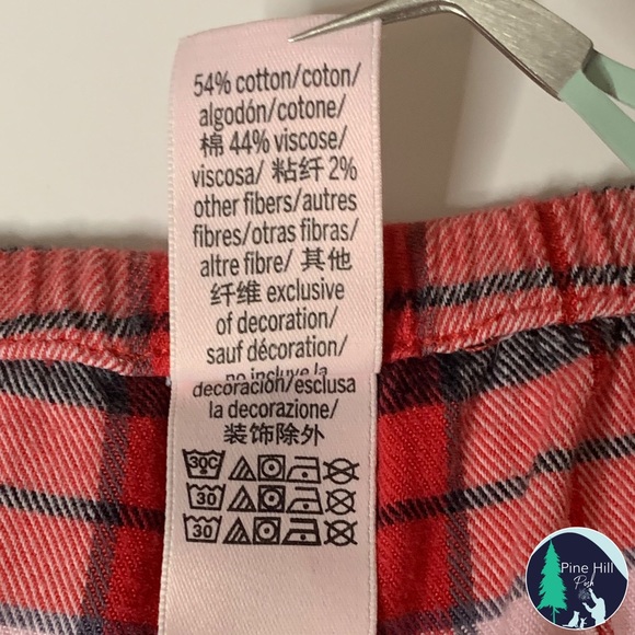 SOLD Victorias Secret Pajama Pants Large Flannel Red Black Plaid Wide Leg EUC - Picture 6 of 10